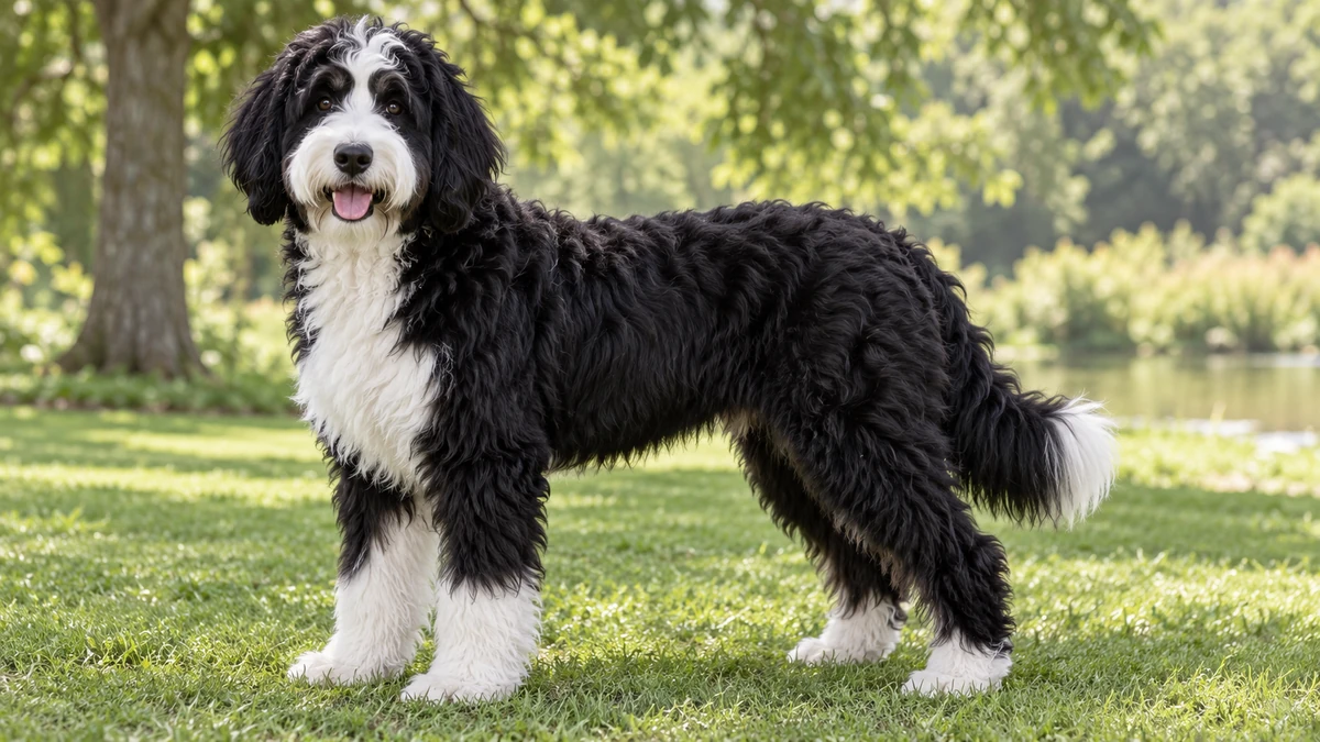 Bernedoodle köpek — siyah-beyaz (iki renk) renk