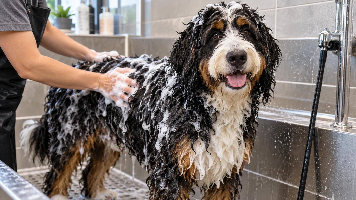 Bernedoodle köpek — banyo ve temizlik