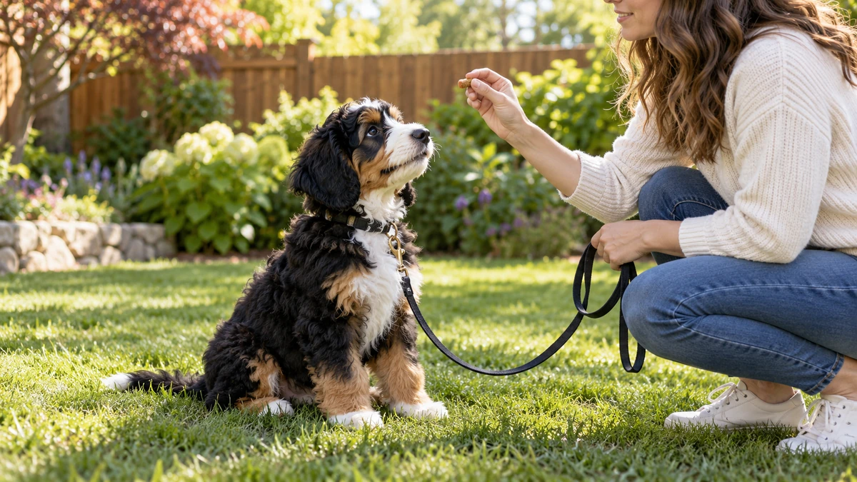 Bernedoodle yavru köpek — komut ve eğitim