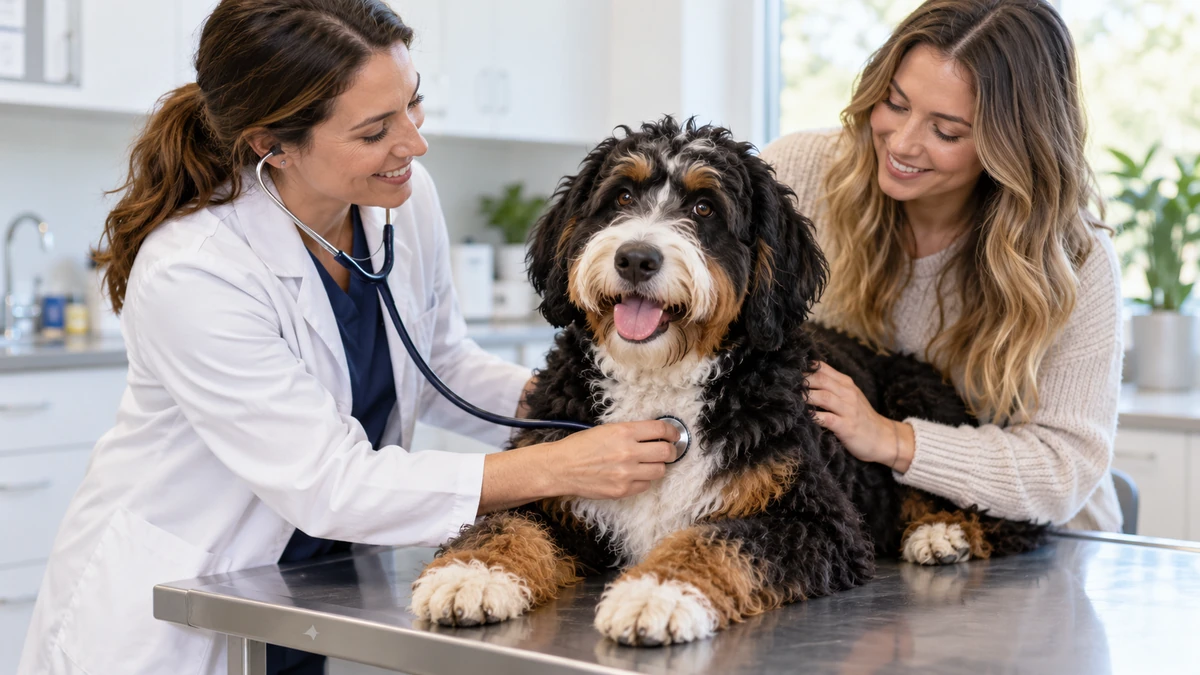 Bernedoodle köpek — veteriner kontrolü